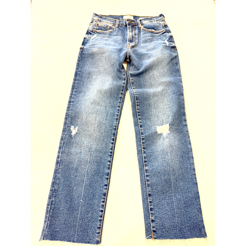 Kensie Jeans Vintage Luxe The Allie High Rise Slim 2/26 Denim Raw Hem